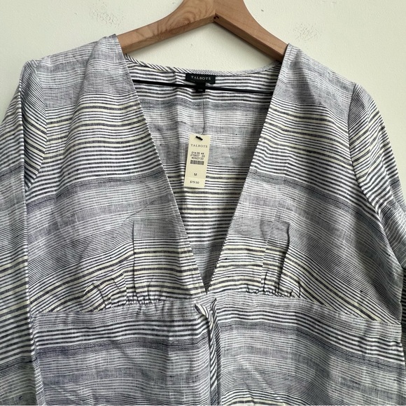 New Talbots 100% Linen Dress Coverup Medium Tie Waist Coastal Beach Resortwear - Picture 9 of 13